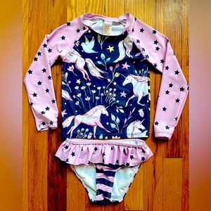 Unicorn Rashguard 2 piece Swimsuit Purple & blue size 4
